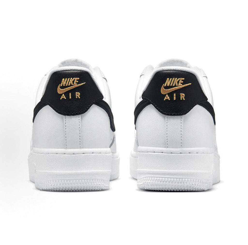 Nike Air Force 1 White Black Metallic Gold Sneakers