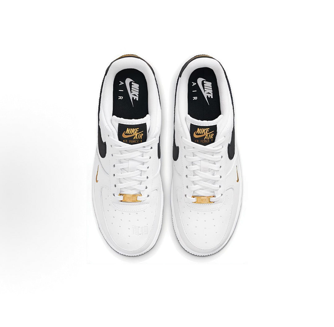 Nike Air Force 1 White Black Metallic Gold Sneakers