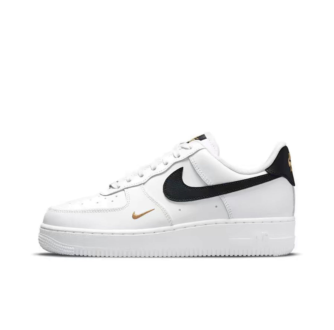 Nike Air Force 1 White Black Metallic Gold Sneakers