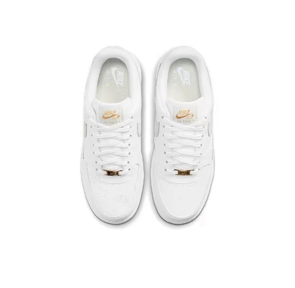 Nike Air Force 1 White Metallic Silver Gold Sneakers