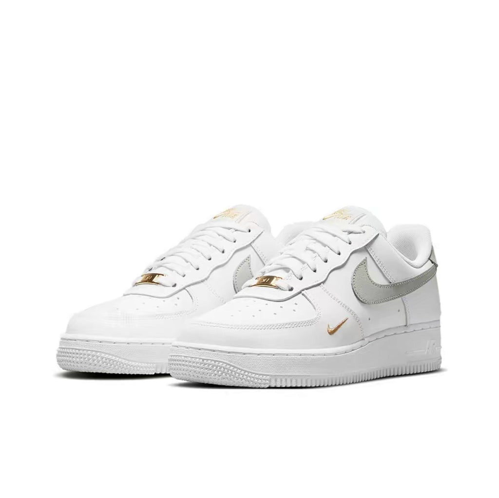 Nike Air Force 1 White Metallic Silver Gold Sneakers