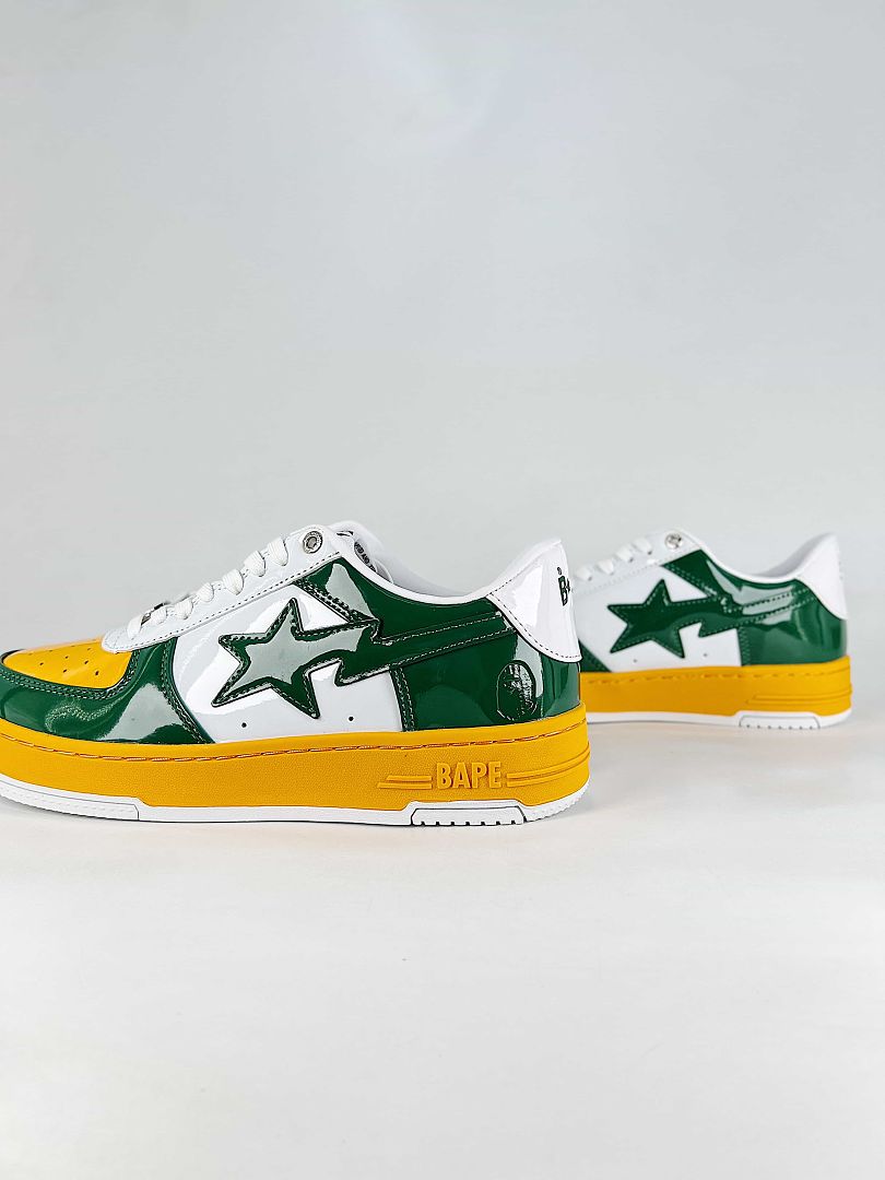 BAPE STA Low Green Yellow White Sneakers