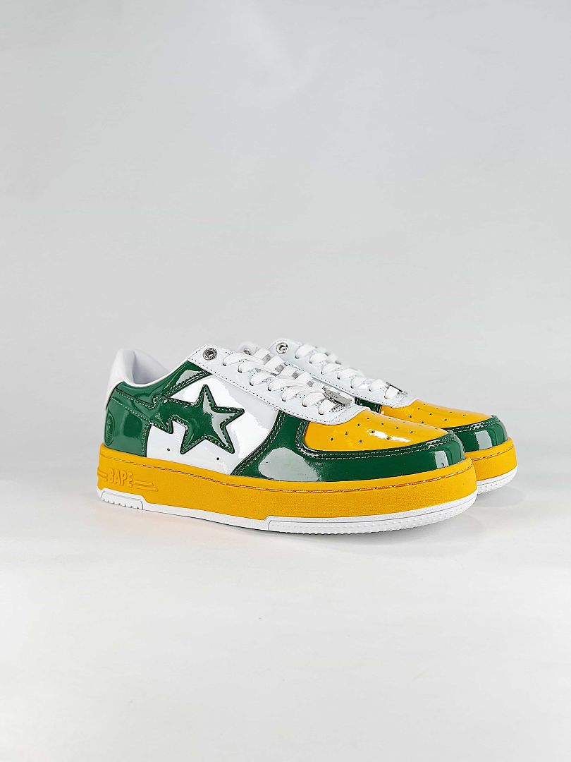 BAPE STA Low Green Yellow White Sneakers