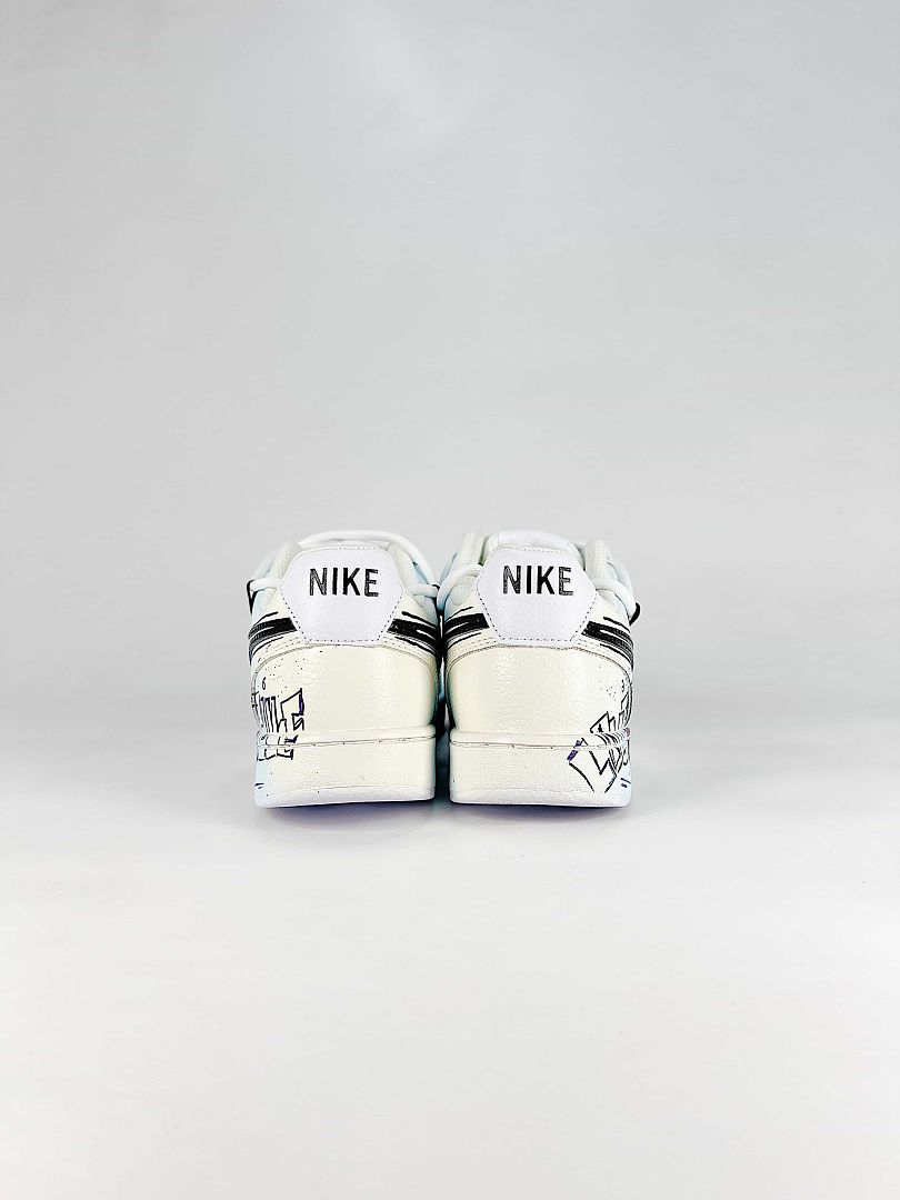 Custom Nike Court Vision Low DIY Triple Black Sneakers