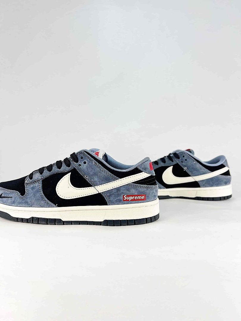 Supreme x Nike SB Dunk Low Black Grey Cream Sneakers