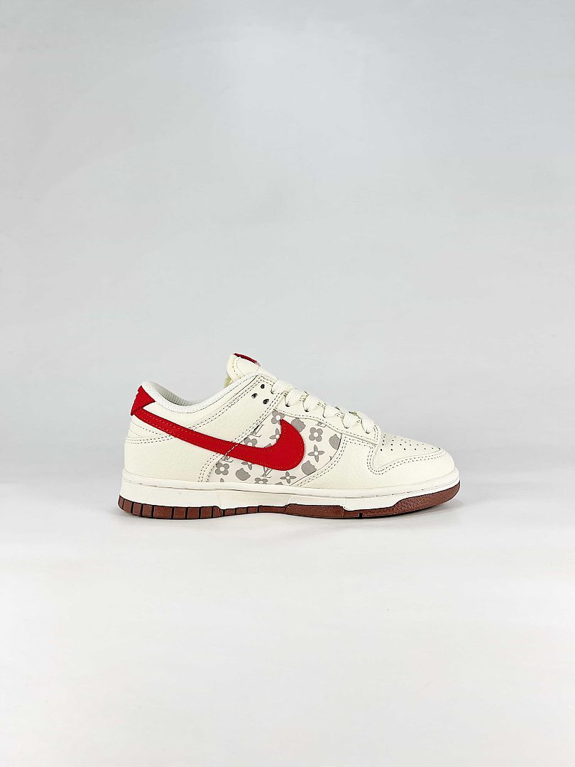 Nike x Louis Vuitton Dunk SB Low HF0391-001 Graphic Detail Sneakers White Red Gray