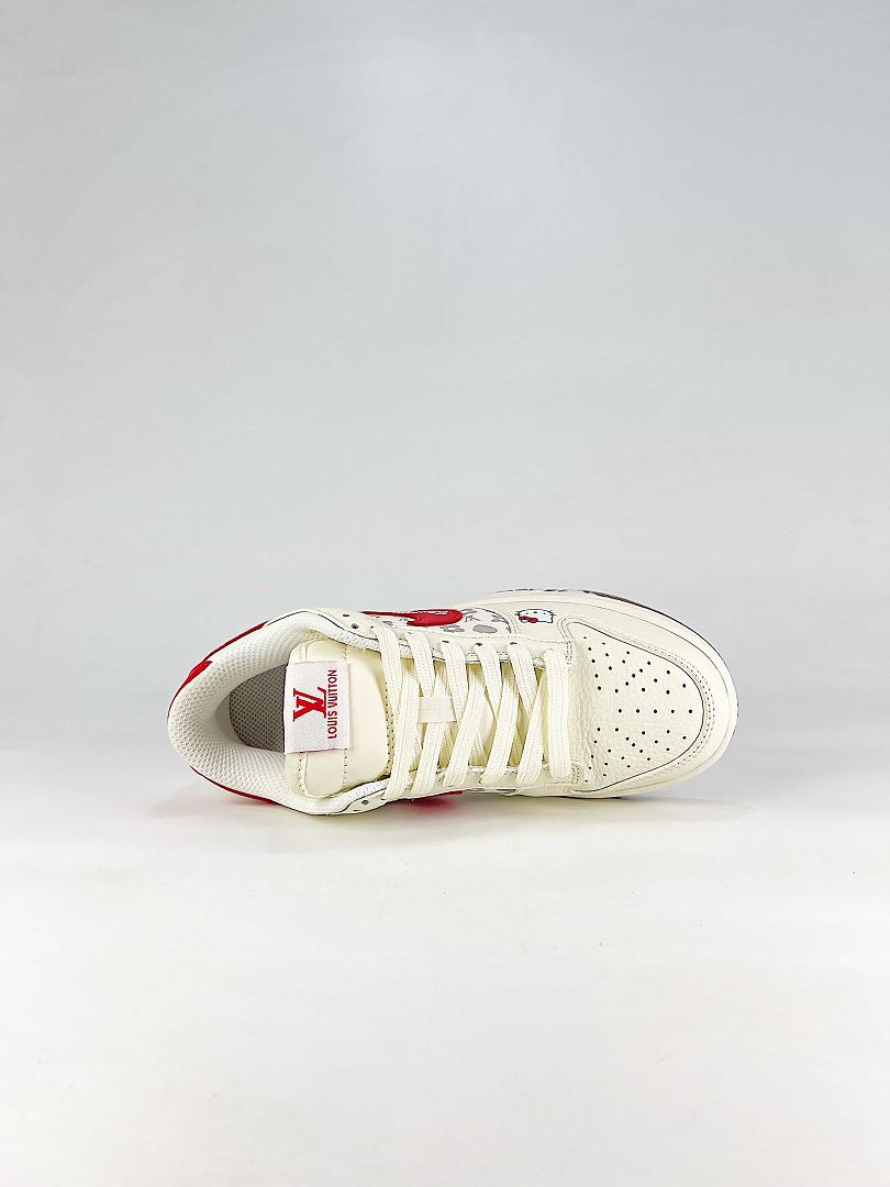 Nike x Louis Vuitton Dunk SB Low HF0391-001 Graphic Detail Sneakers White Red Gray