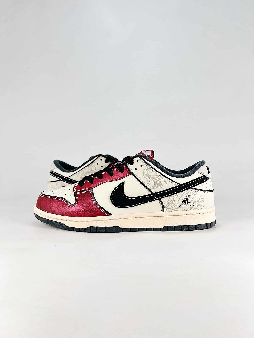 Crenshaw Skate Club x Nike SB Dunk Low White Red Black Graphic Skate Sneakers