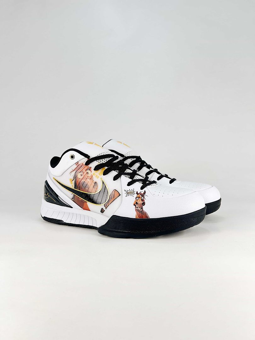 Nike Kobe 4 Protro FJ9363-102 White Black Gold Basketball Sneakers