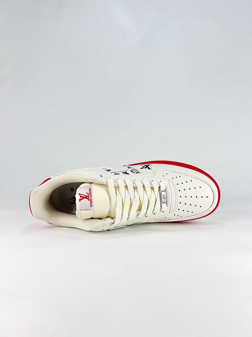 Nike x Louis Vuitton Air Force 1 07 Low BQ4212-100 Monogram Sneakers White Red