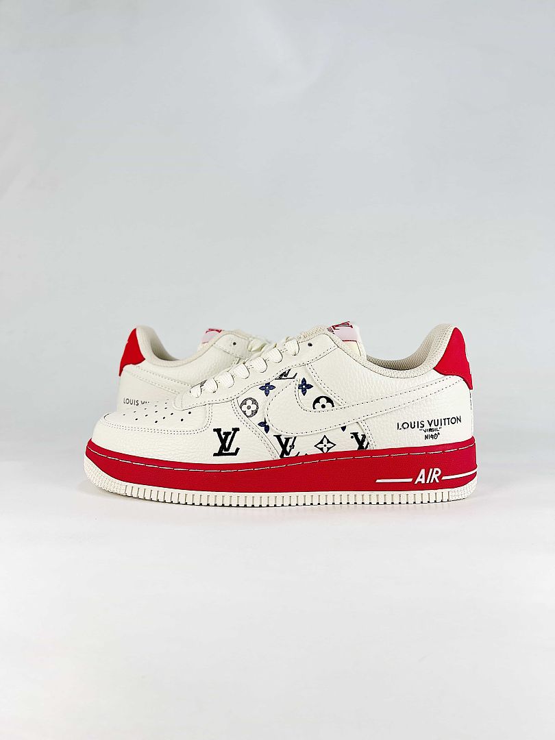 Nike x Louis Vuitton Air Force 1 07 Low BQ4212-100 Monogram Sneakers White Red