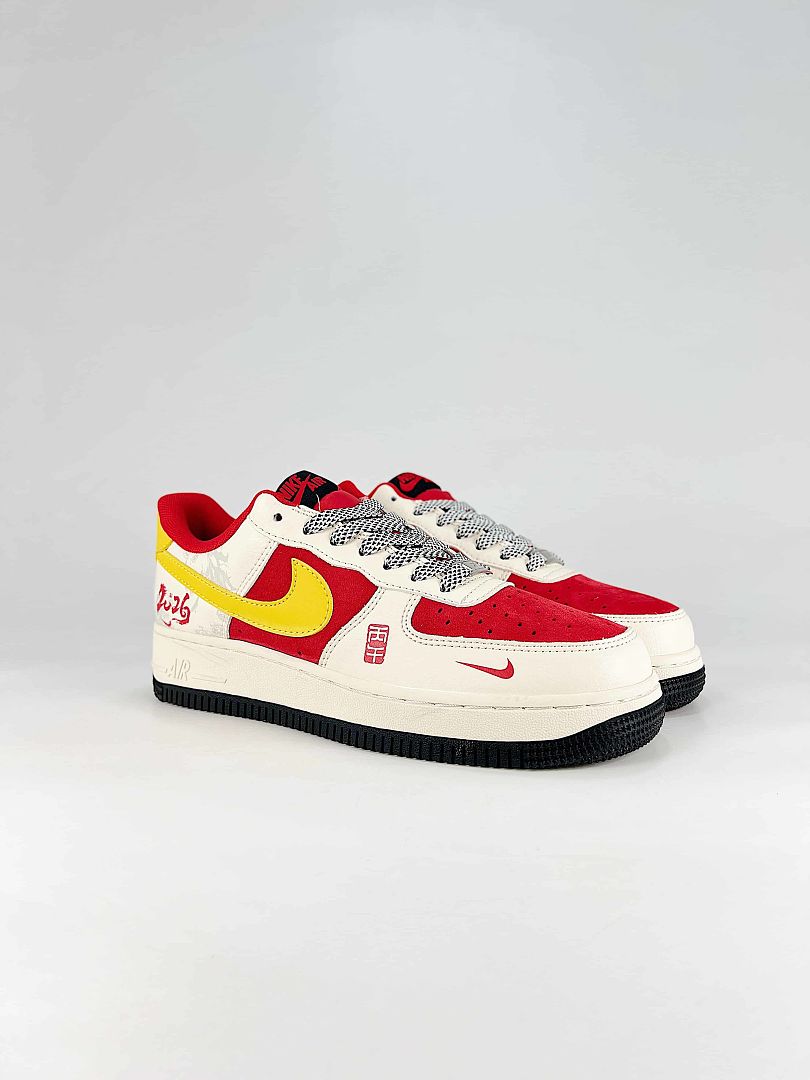 Nike Air Force 1 07 Low CX5050-Y853 Chinese Graphic Detail Sneakers White Red Yellow