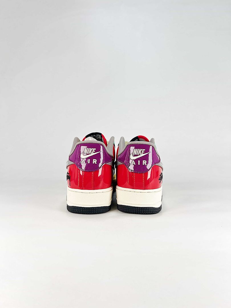 Nike Air Force 1 07 Low DD1982-376 Graphic Patchwork Sneakers Red Blue Yellow Teal White