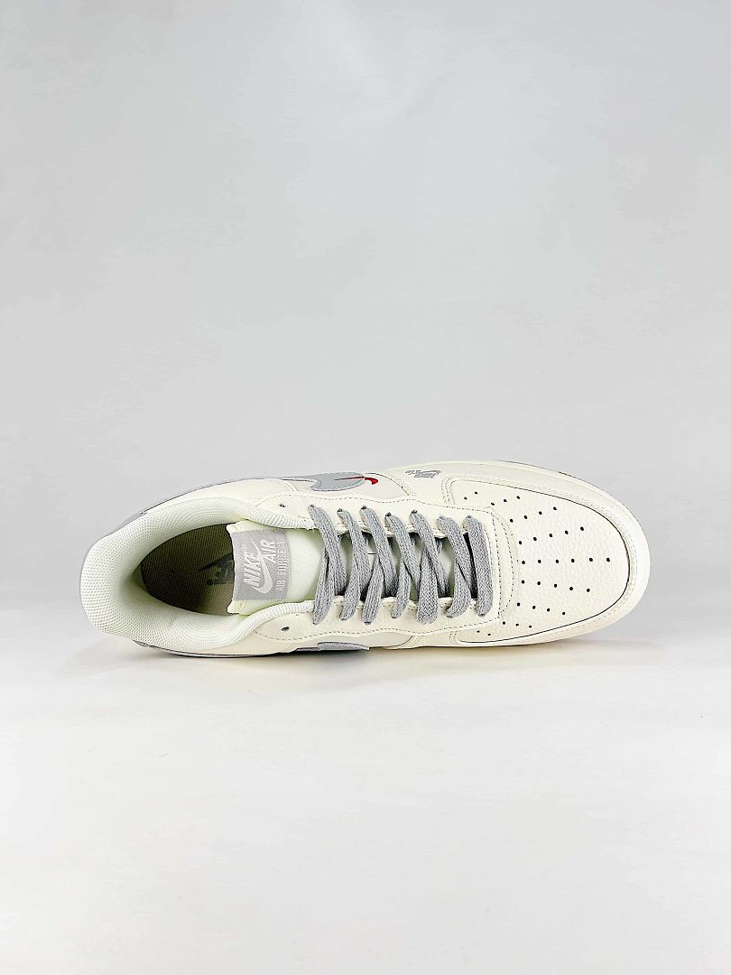 Nike Air Force 1 07 Low DN9688-122 Graphic Logo Detail Sneakers Sail Gray Red Gum