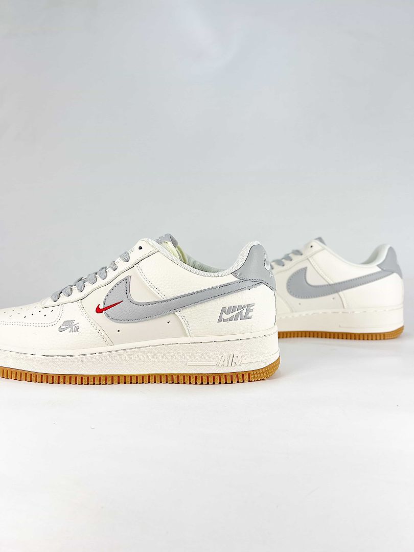 Nike Air Force 1 07 Low DN9688-122 Graphic Logo Detail Sneakers Sail Gray Red Gum