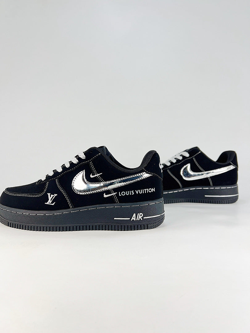 Louis Vuitton x Nike Air Force 1 Low Black Silver Air Sneakers