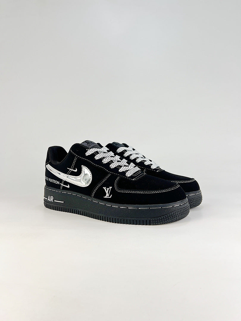 Louis Vuitton x Nike Air Force 1 Low Black Silver Air Sneakers