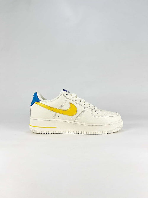 Nike Air Force 1 07 Low FZ1151-100 Color Block Graphic Sneakers White Yellow Blue
