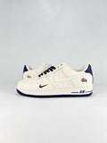 Nike Air Force 1 07 Low HO7788-101 Stussy Script Supreme Box Logo Graphic Sneakers White Navy Red