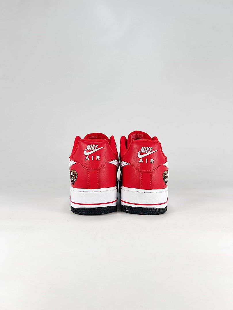 Nike Air Force 1 07 Low IV3238-600 Bear Graphic Sneakers Red White