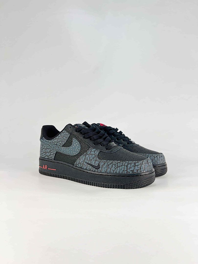 Nike Air Force 1 07 Low IV4451-001 Cracked Texture Sneakers Black Gray