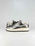 Nike Air Force 1 07 Low JC8888-003 Metallic Crackle Graphic Sneakers Silver Black