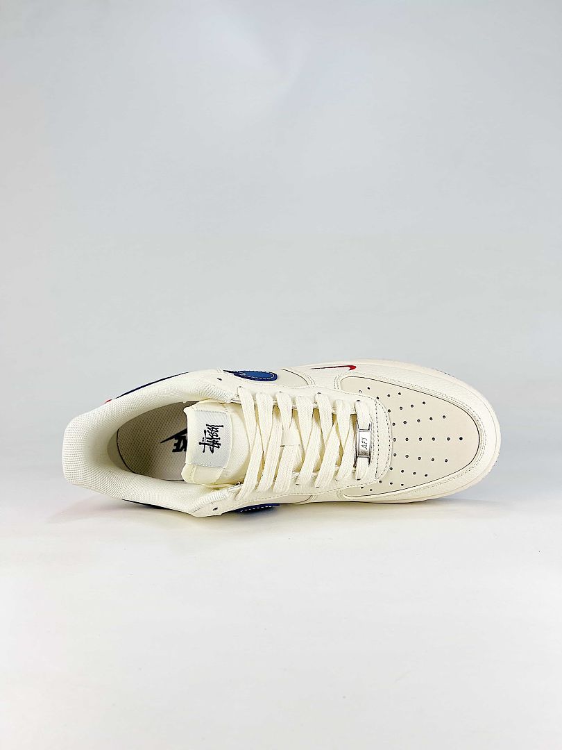 Stussy x Nike Air Force 1 Low White Navy Red Air Sneakers