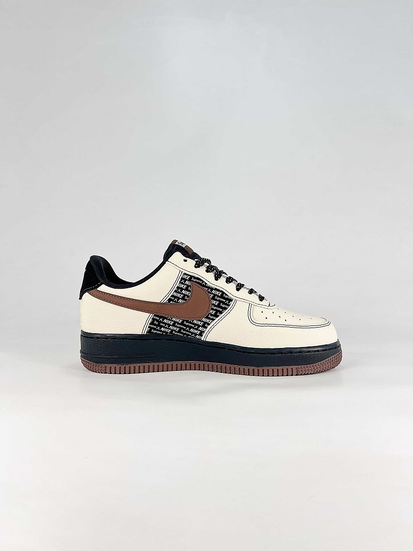 Nike x Supreme Air Force 1 07 Low KD1688-004 Supreme Graphic Sneakers Cream Brown Black