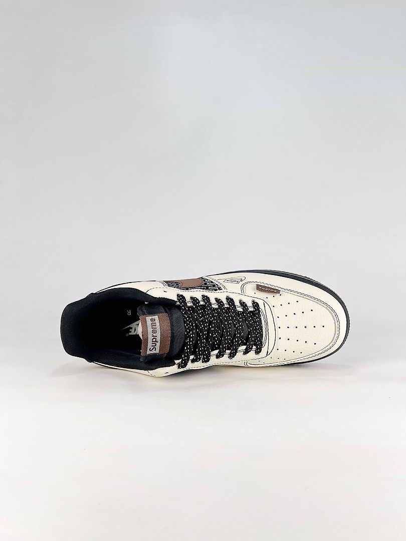 Nike x Supreme Air Force 1 07 Low KD1688-004 Supreme Graphic Sneakers Cream Brown Black