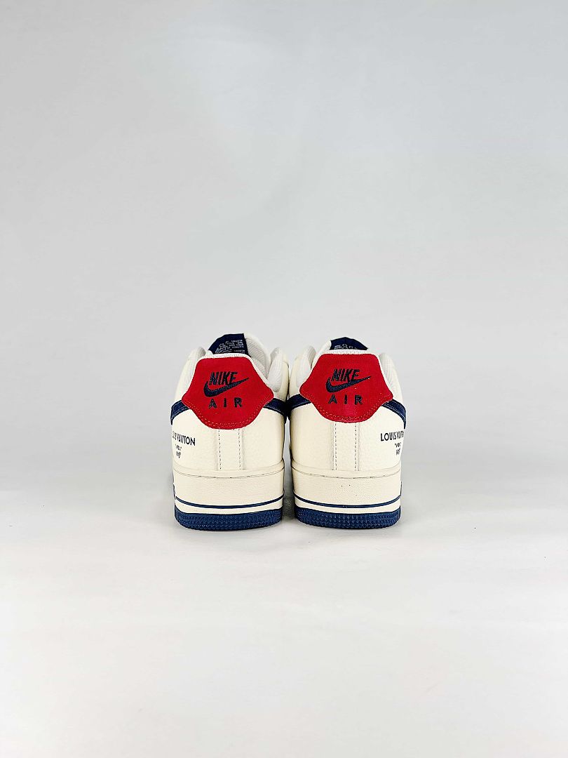 Nike x Louis Vuitton Air Force 1 07 Low LV2288-005 Monogram Graphic Sneakers Cream Navy Red