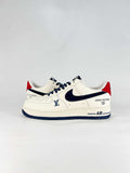 Nike x Louis Vuitton Air Force 1 07 Low LV2288-005 Monogram Graphic Sneakers Cream Navy Red