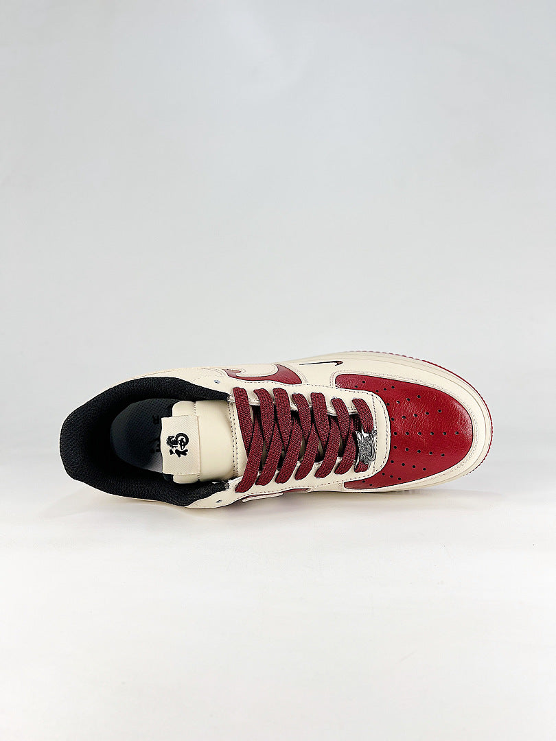 Nike Air Force 1 07 Low NH0601-514 Dragon Graphic Sneakers White Red