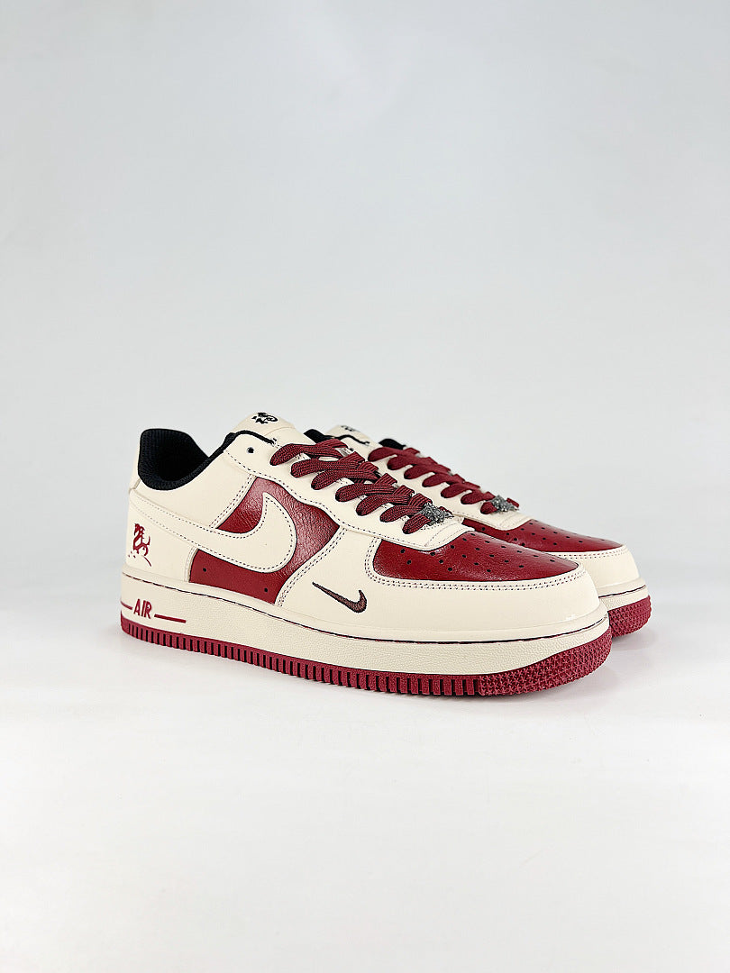Nike Air Force 1 07 Low NH0601-514 Dragon Graphic Sneakers White Red