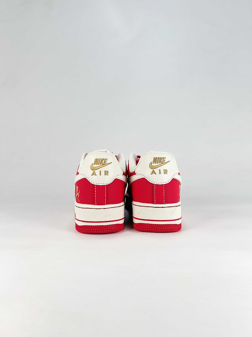 Nike Air Force 1 Low Red White Gold Graphic Air Sneakers
