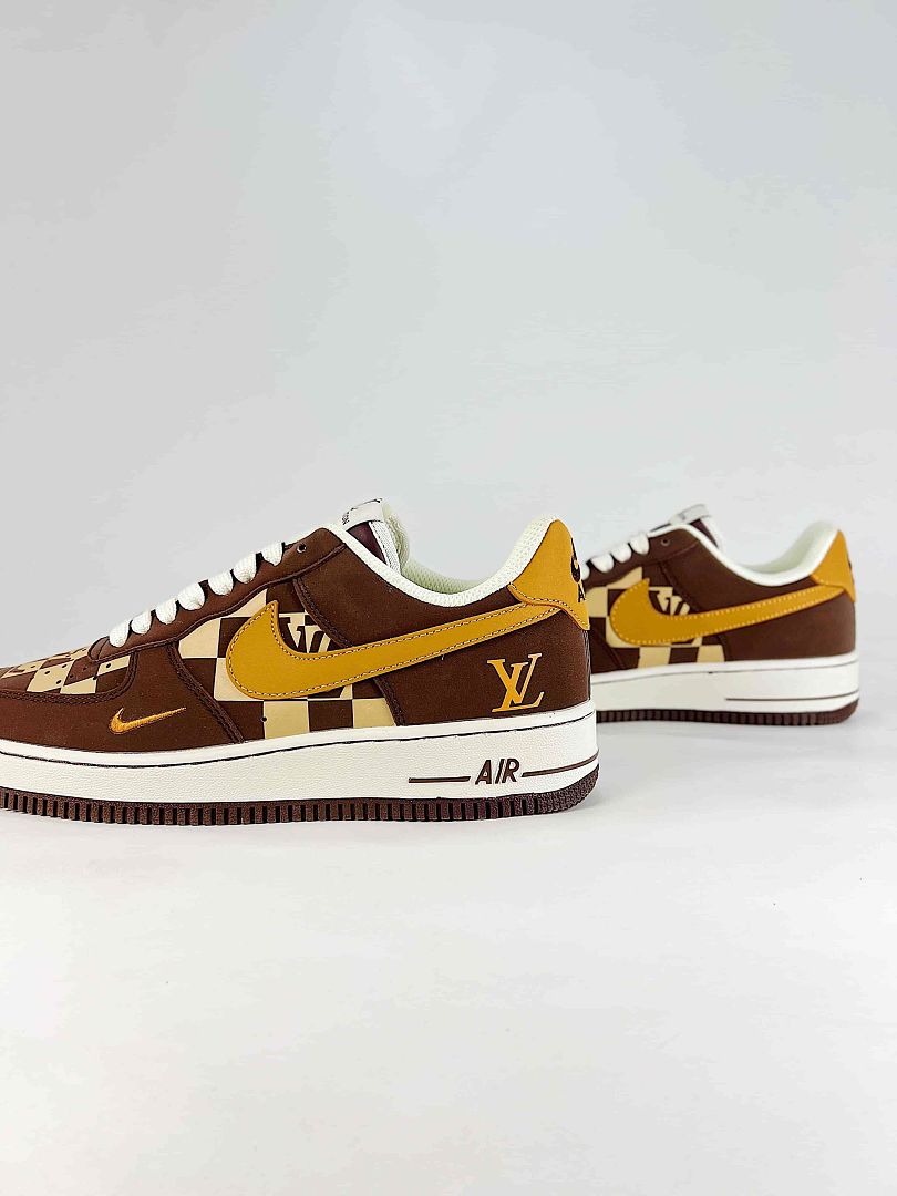 Nike Air Force 1 '07 Low x Louis Vuitton Brown Yellow Sneakers