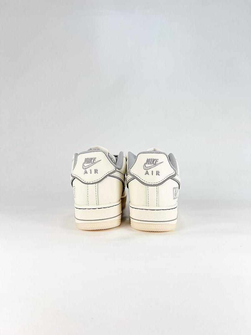 Nike Air Force 1 07 Low SM6668-133 Tonal Logo Detail Sneakers Cream Gray