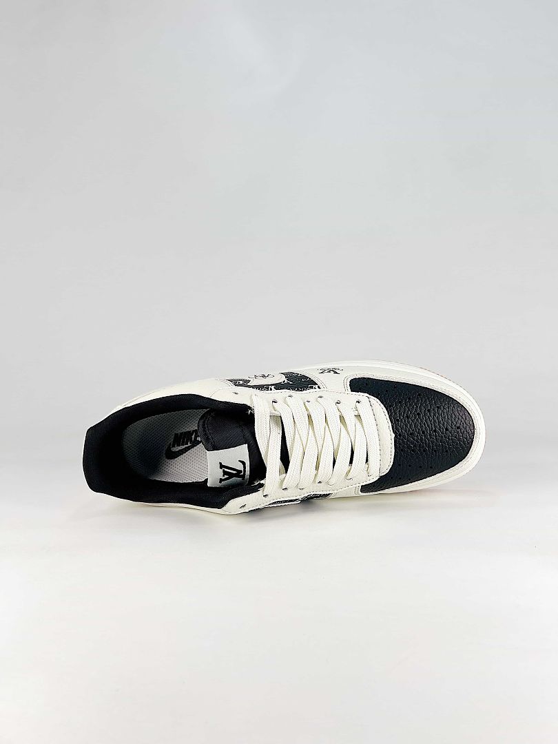 Nike x Louis Vuitton Air Force 1 07 Low WY0655-110 Monogram Graphic Sneakers White Black Gum