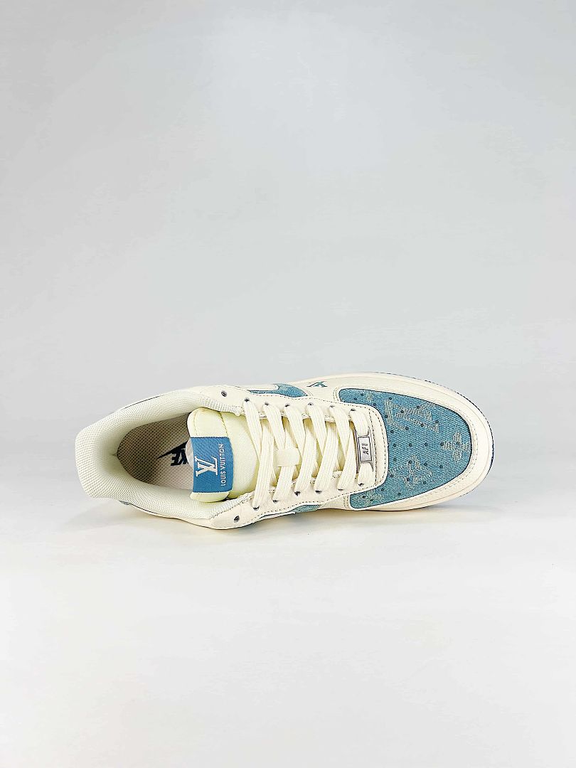 Nike x Louis Vuitton Air Force 1 07 Low XD2588-606 LV Graphic Sneakers White Blue