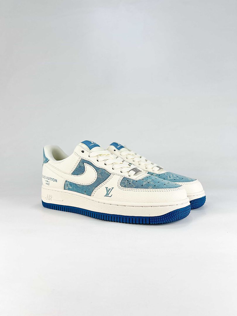 Nike x Louis Vuitton Air Force 1 07 Low XD2588-606 LV Graphic Sneakers White Blue