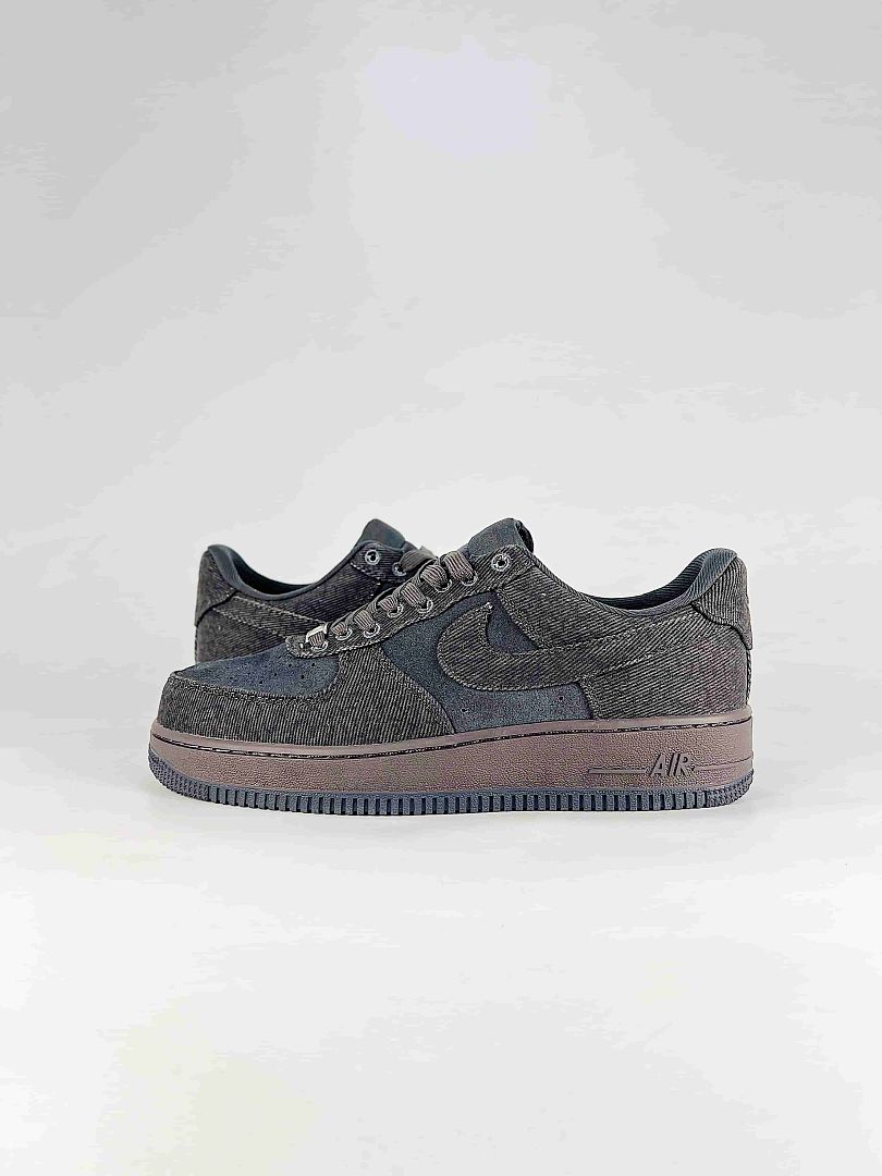 Nike Air Force 1 07 Low IR0951-003 Denim Sneakers Dark Gray Black