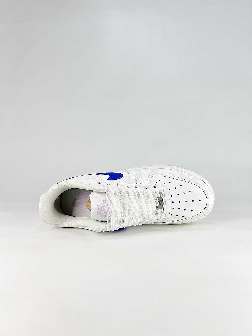 Nike Air Force 1 07 Low IW1235-121 Blue Swoosh Low Top Sneakers White Royal Blue