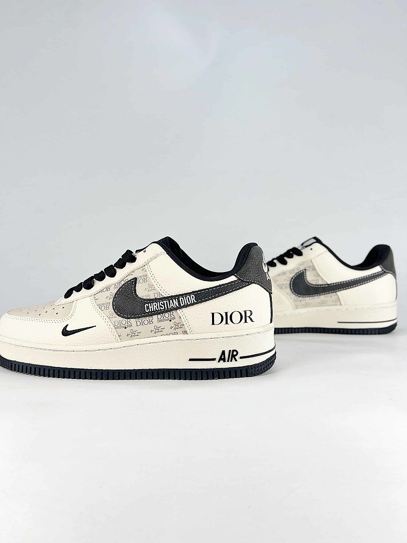 Dior x Nike Air Force 1 Low White Black Monogram Sneakers