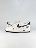 Nike x Louis Vuitton Air Force 1 07 Low WY0655-104 Monogram Swoosh Sneakers White Black