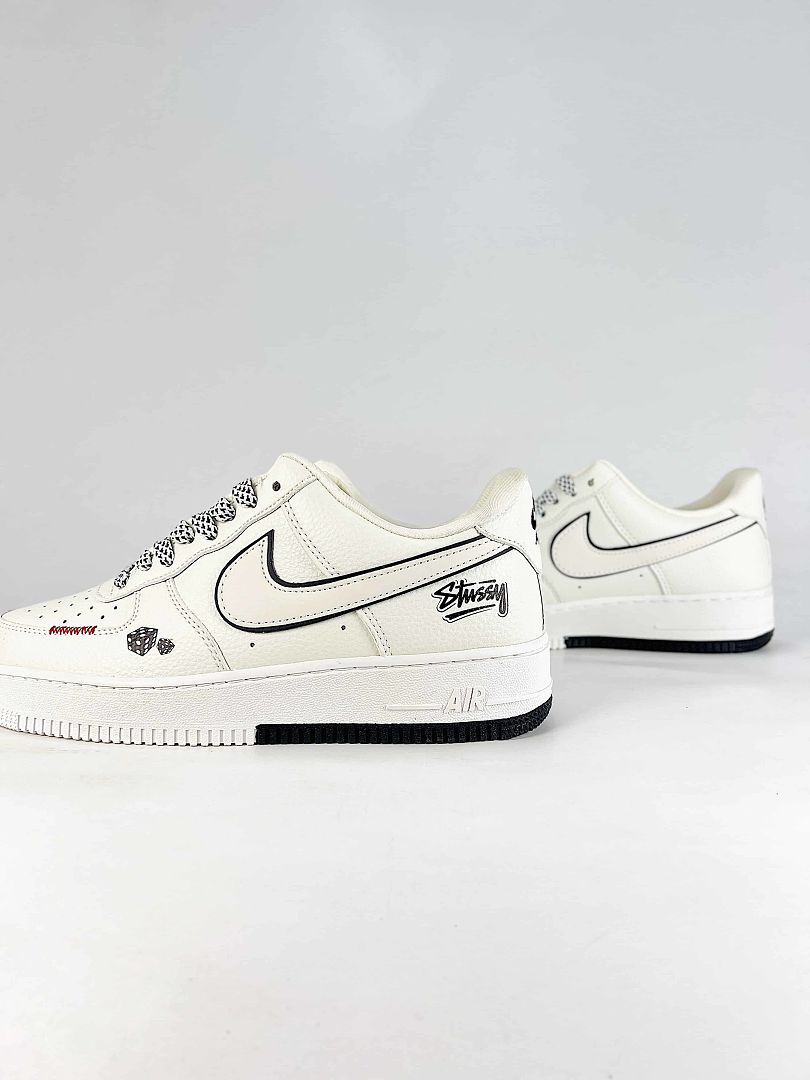 Stussy x Nike Air Force 1 Low White Black Red Air Sneakers