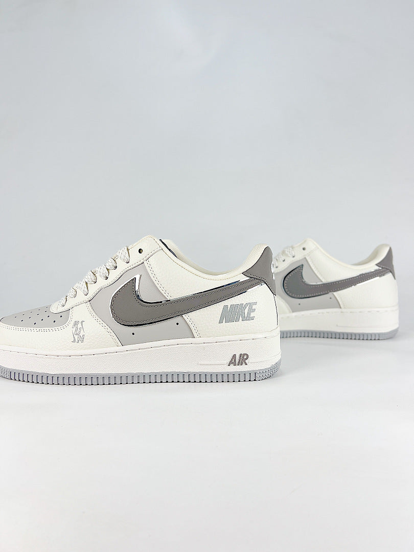Nike Air Force 1 07 Low WY0655-124 Gray Swoosh Sneakers White Gray