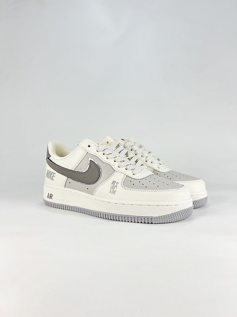 Nike Air Force 1 07 Low WY0655-124 Gray Swoosh Sneakers White Gray