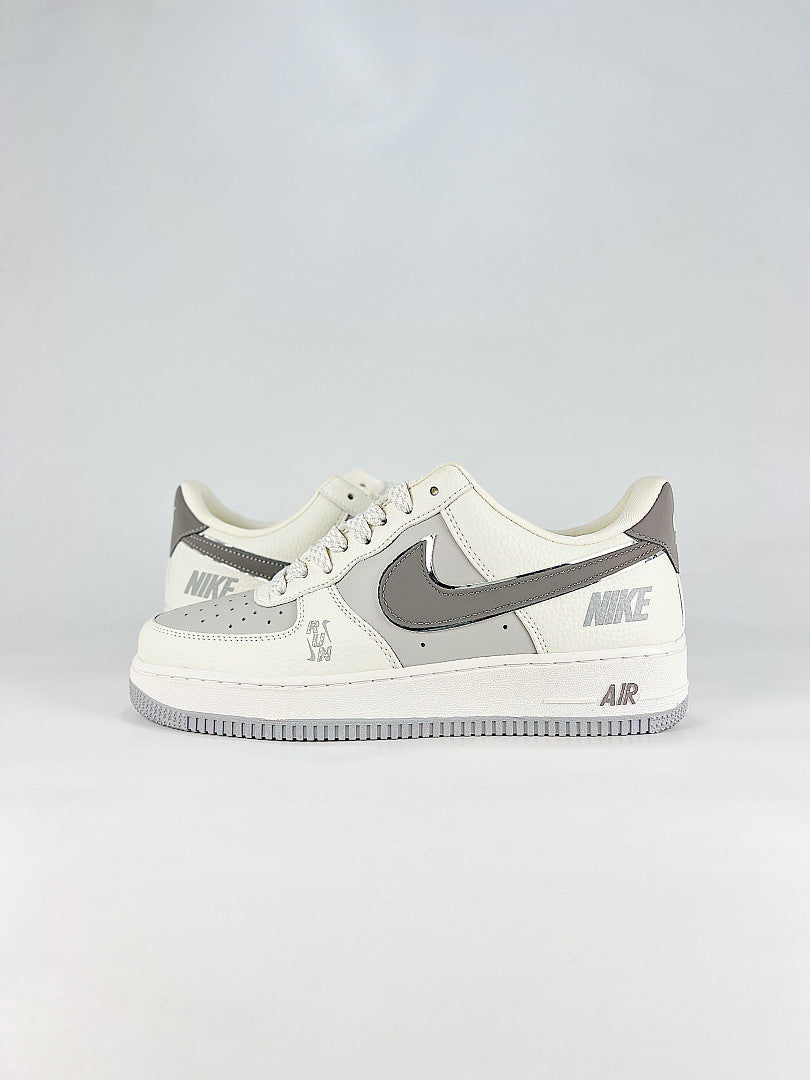 Nike Air Force 1 07 Low WY0655-124 Gray Swoosh Sneakers White Gray