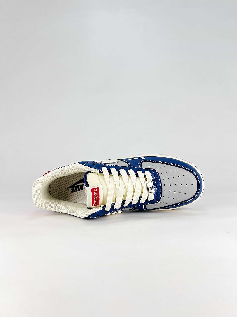 Nike x Supreme Air Force 1 07 Low XD2588-602 Supreme Detail Sneakers Royal Blue White Red