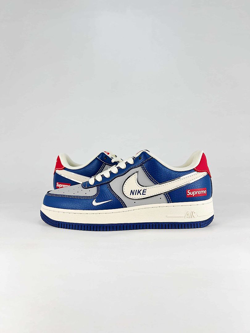 Nike x Supreme Air Force 1 07 Low XD2588-602 Supreme Detail Sneakers Royal Blue White Red