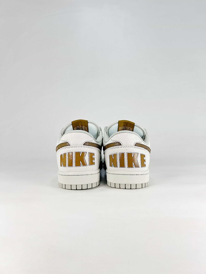Nike Big Lux 854166-100 Metallic Swoosh Sneakers White Gold